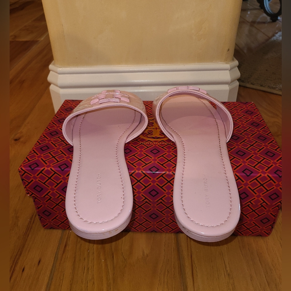 Tory Burch Designer Eleanor Pink Slide Sandals 9.5 - Picture 3 of 9